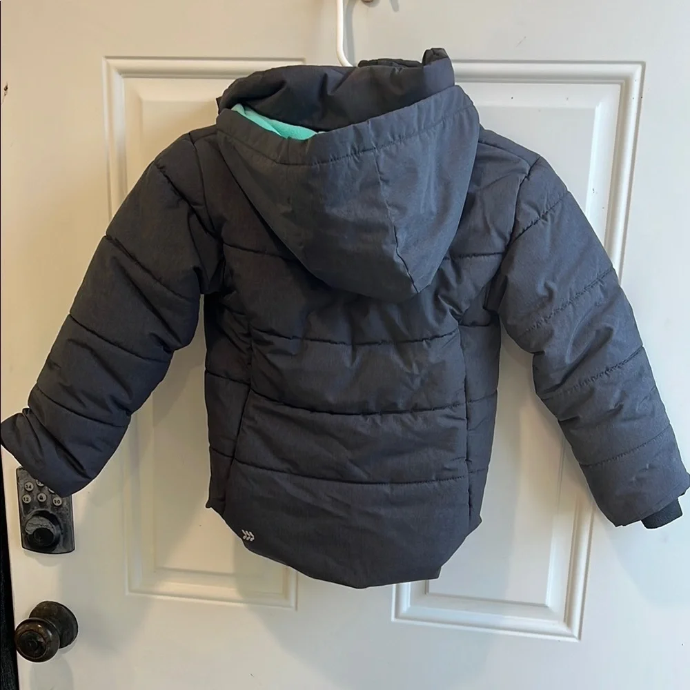 All in Motion Kids Charcoal and Teal Puffer Jacket